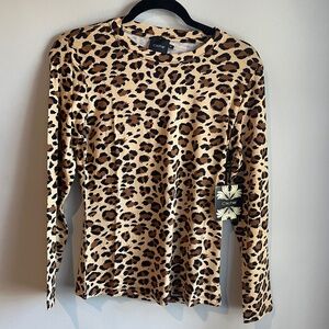 Cliche Leopard Brown Long Sleeve Top, Medium - NWT